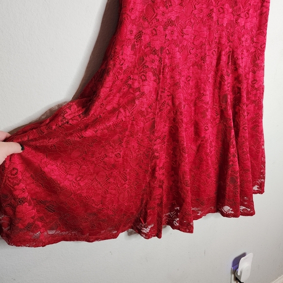 Torrid Mini Lace High Neck Red Skater Dress Size 1X Stretch Holiday Party Event - Picture 10 of 16
